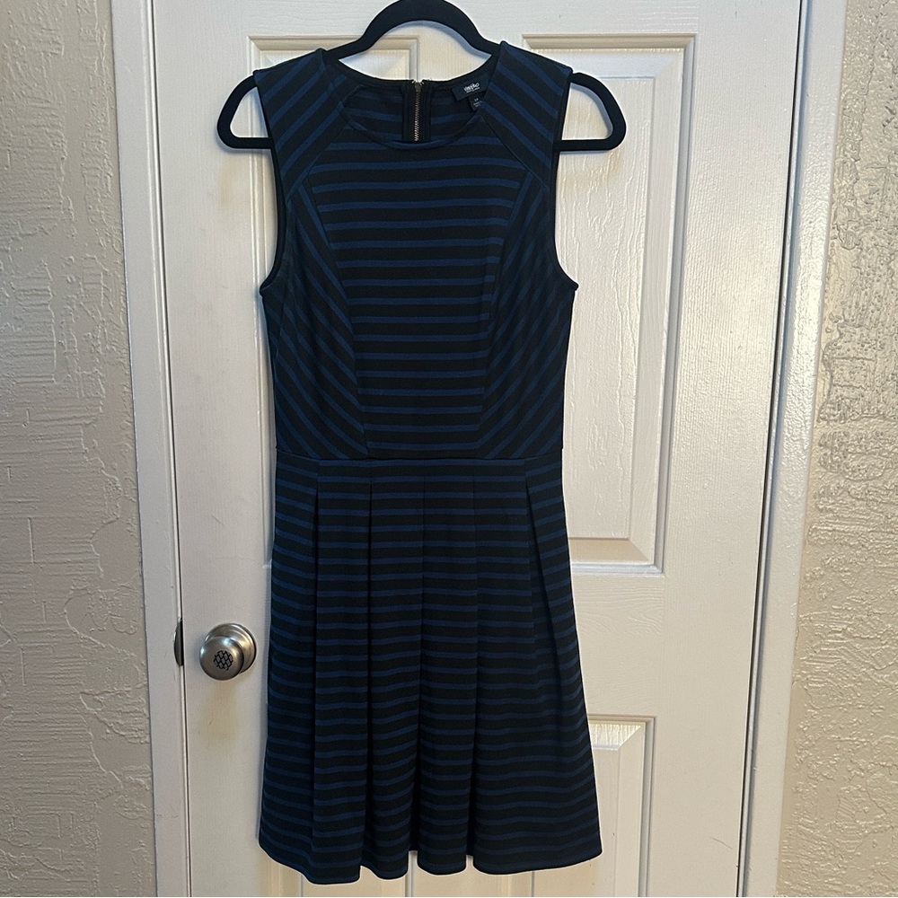 Sleeveless Navy Striped Dress